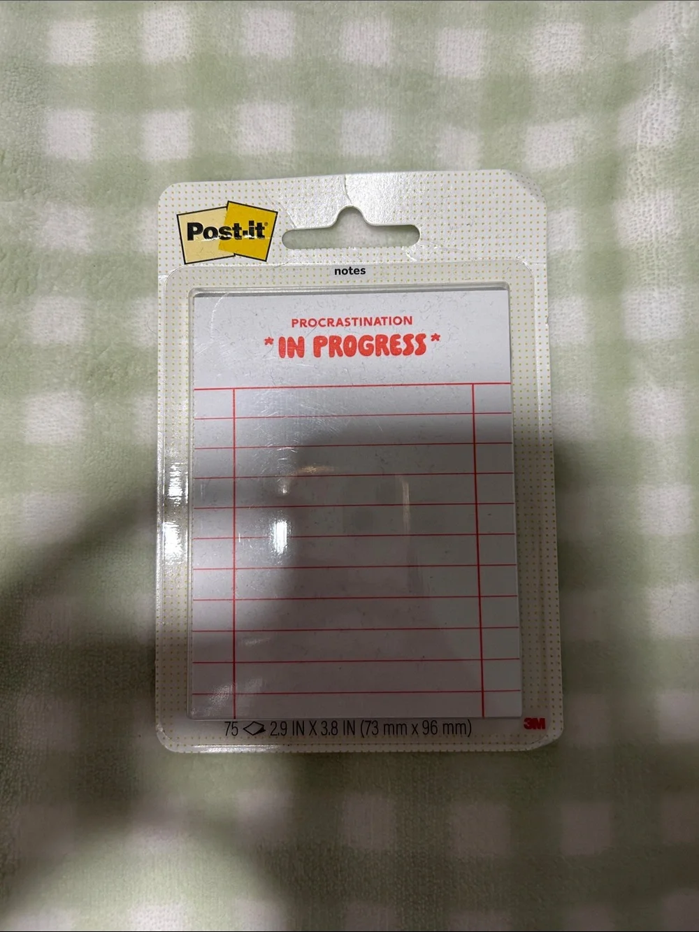 Post-it Notes 'Procrastination In Progress' - White with Red Lines